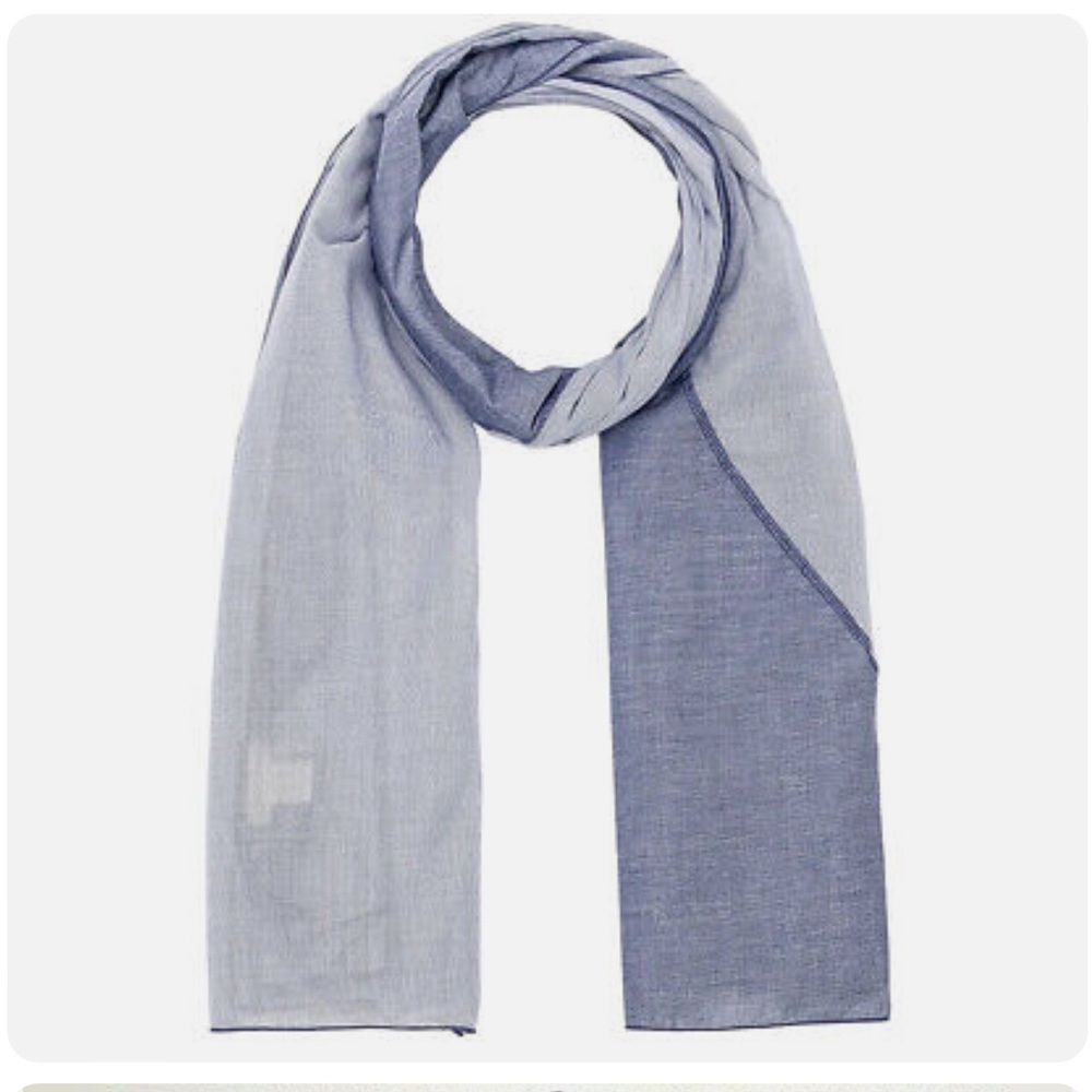Donni Charm Denim Blue Scarf w/ White Pinstripe Details, NWT!
